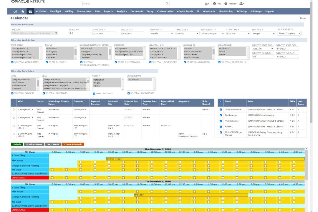 NetSuite: eCalendar