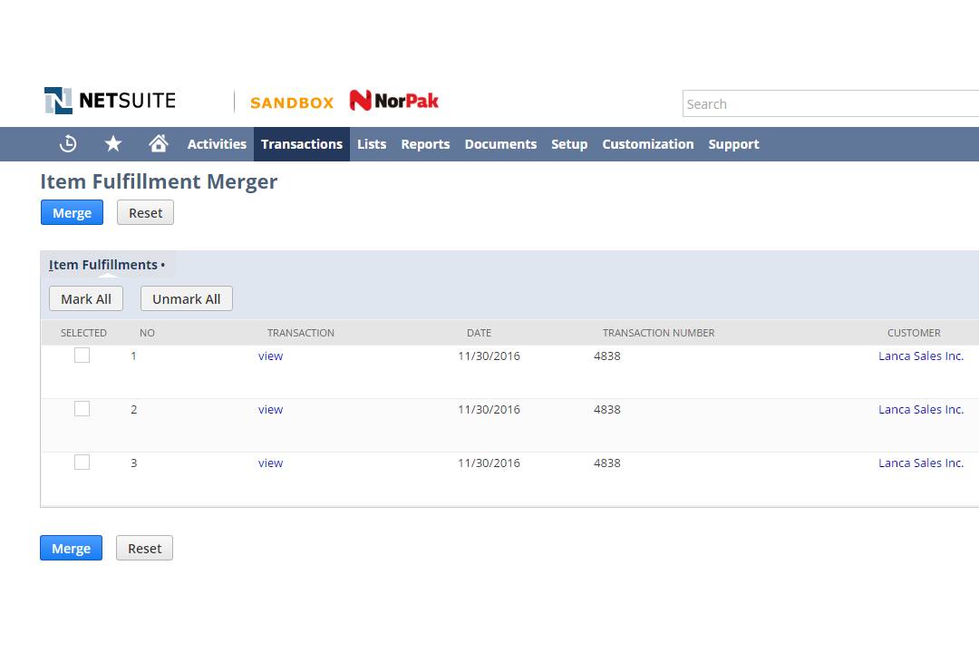 Item Fulfillment Merger